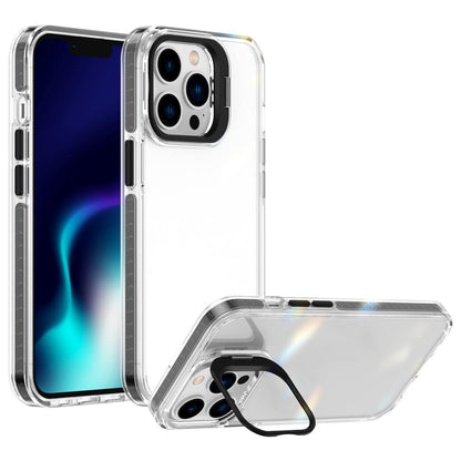 For iPhone 13 Pro Lens Frame Holder Acrylic TPU Phone Case - Clear Black - EDA009890920C
