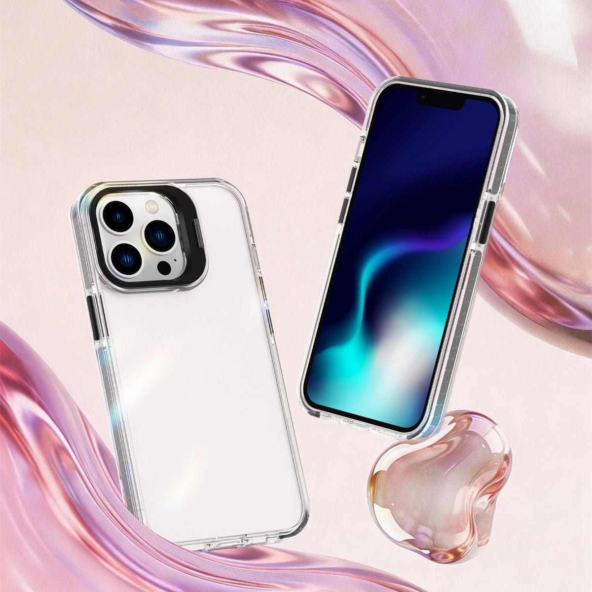 For iPhone 13 Pro Lens Frame Holder Acrylic TPU Phone Case - Clear Black - EDA009890920C
