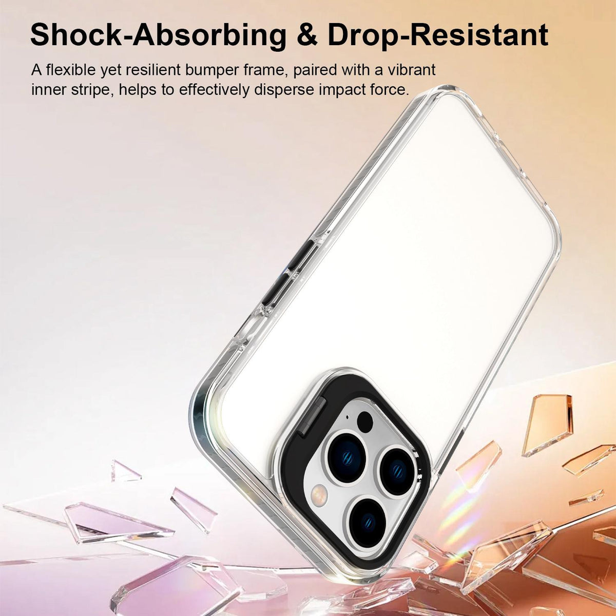 For iPhone 13 Pro Lens Frame Holder Acrylic TPU Phone Case - Clear Black - EDA009890920C