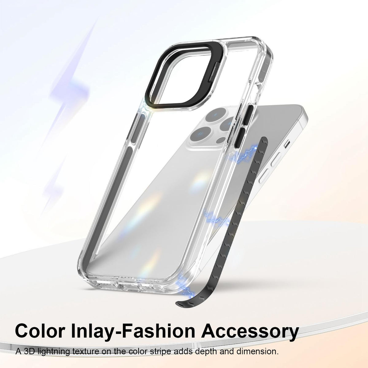 For iPhone 13 Pro Lens Frame Holder Acrylic TPU Phone Case - Clear Black - EDA009890920C