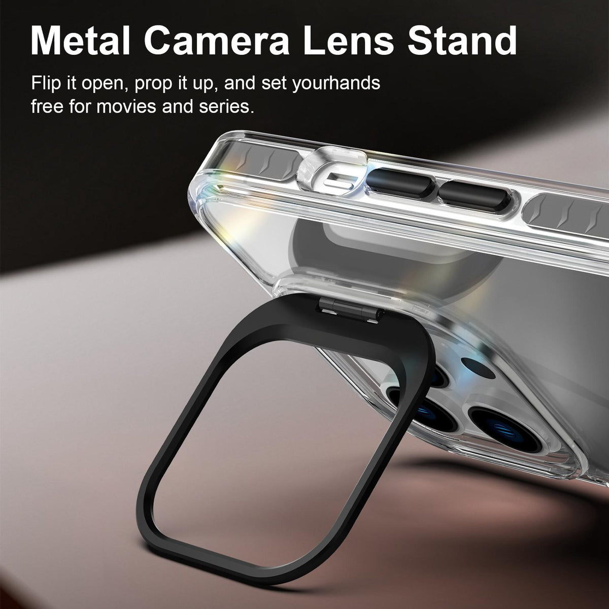 For iPhone 13 Pro Lens Frame Holder Acrylic TPU Phone Case - Clear Black - EDA009890920C