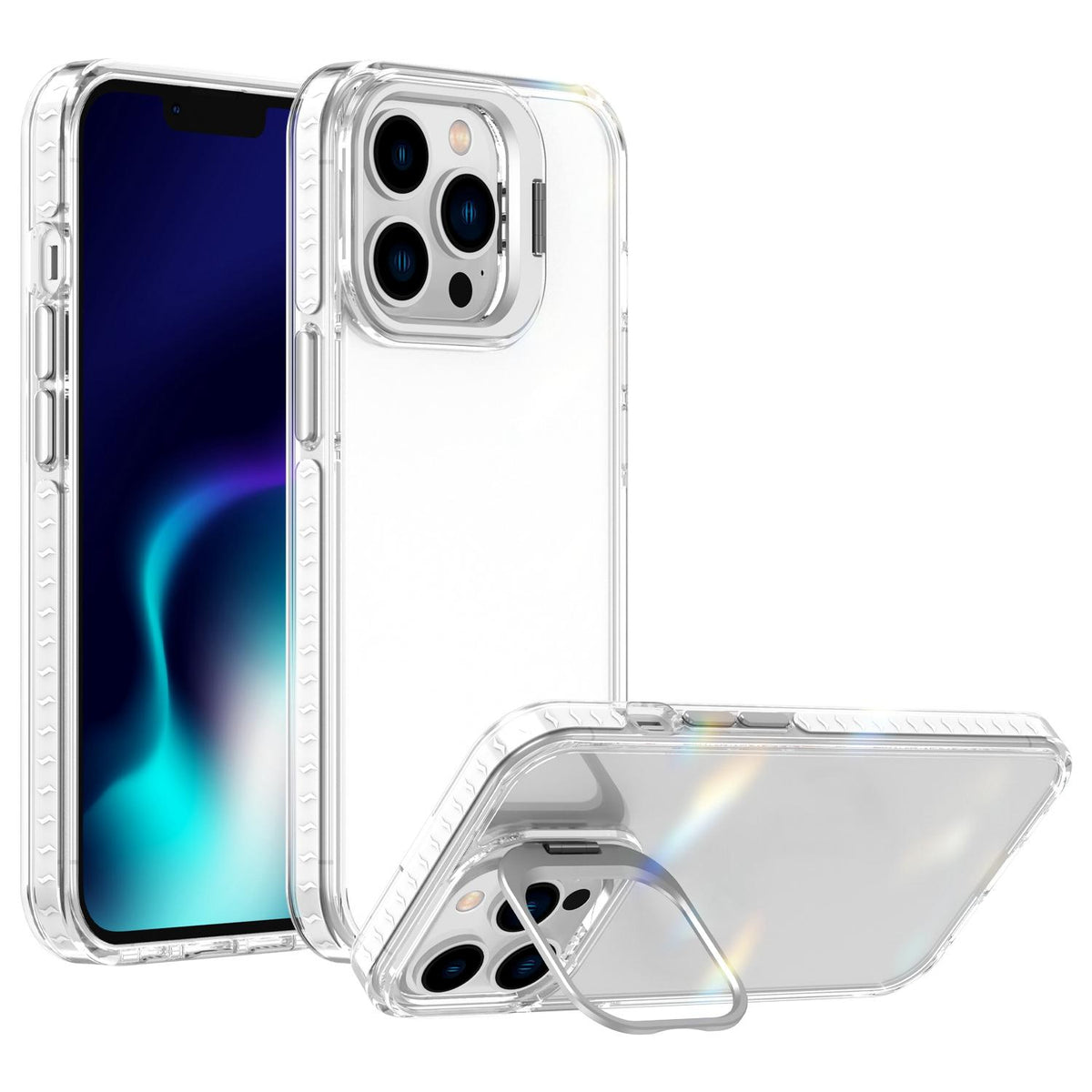 For iPhone 13 Pro Lens Frame Holder Acrylic TPU Phone Case - Transparent - EDA009890920D
