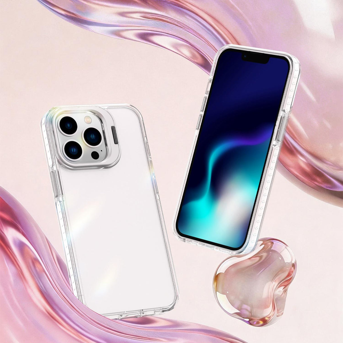 For iPhone 13 Pro Lens Frame Holder Acrylic TPU Phone Case - Transparent - EDA009890920D
