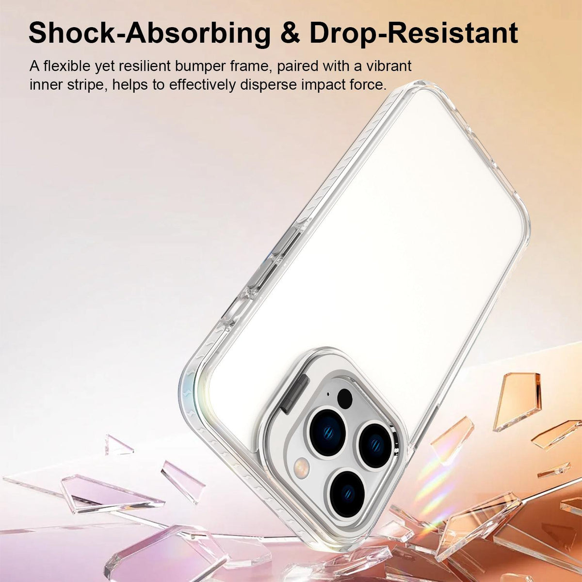 For iPhone 13 Pro Lens Frame Holder Acrylic TPU Phone Case - Transparent - EDA009890920D