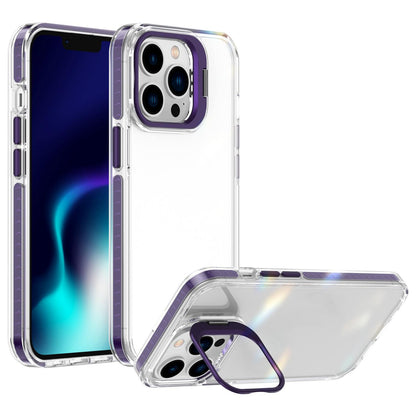 For iPhone 13 Pro Lens Frame Holder Acrylic TPU Phone Case - Clear Purple - EDA009890920E