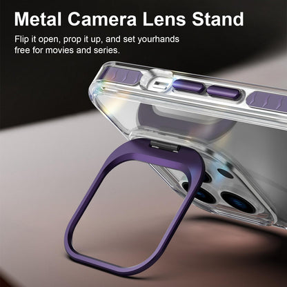 For iPhone 13 Pro Lens Frame Holder Acrylic TPU Phone Case - Clear Purple - EDA009890920E
