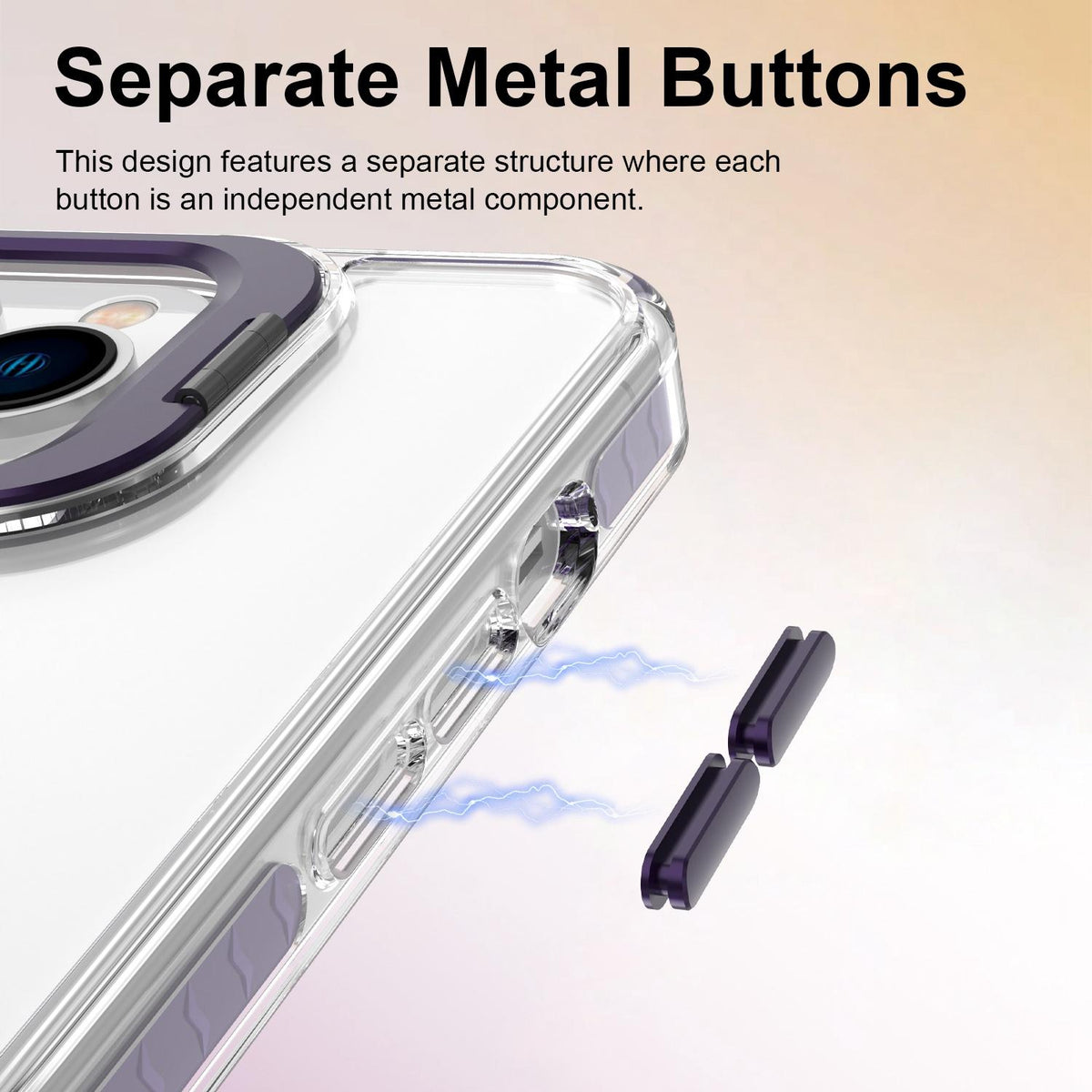 For iPhone 13 Pro Lens Frame Holder Acrylic TPU Phone Case - Clear Purple - EDA009890920E