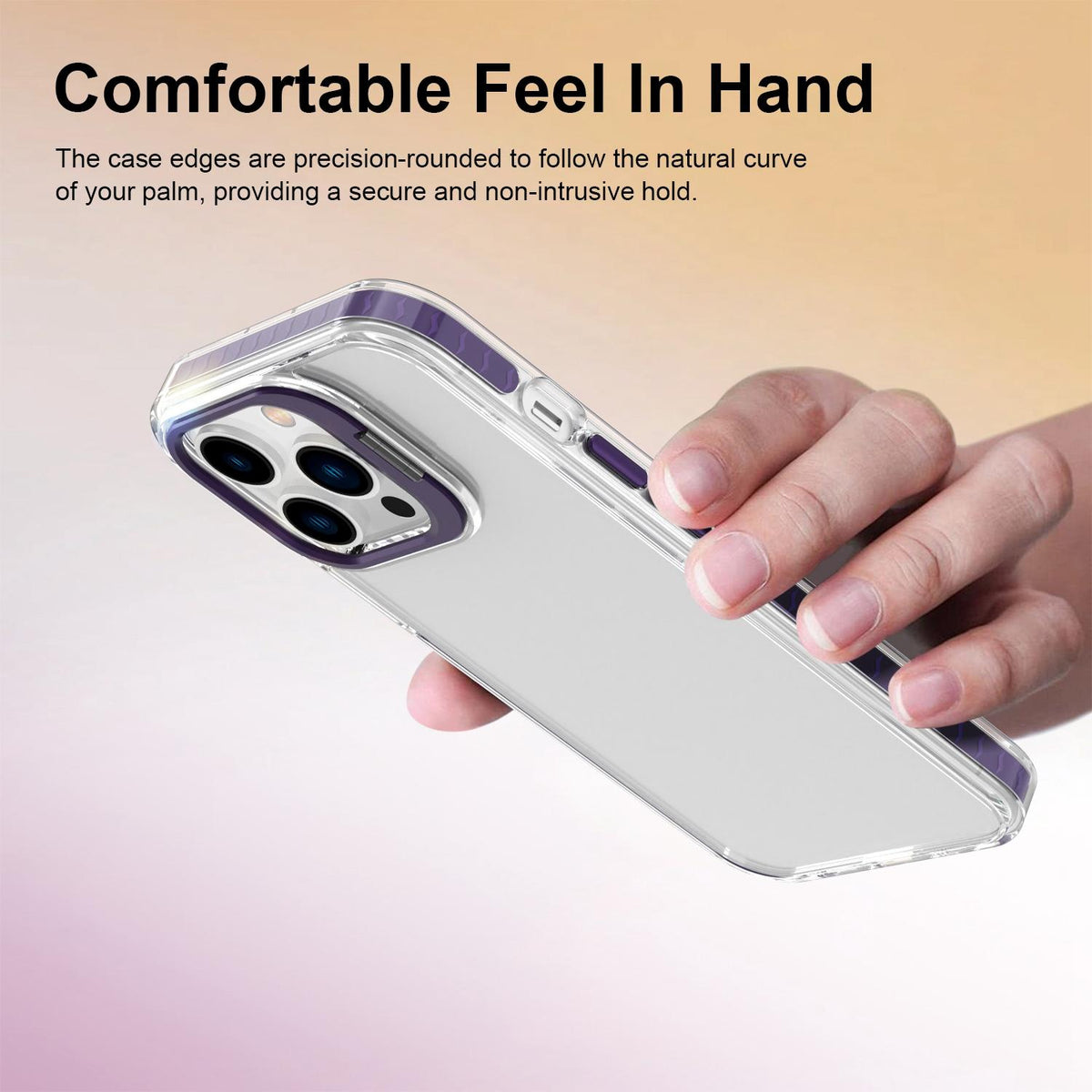 For iPhone 13 Pro Lens Frame Holder Acrylic TPU Phone Case - Clear Purple - EDA009890920E