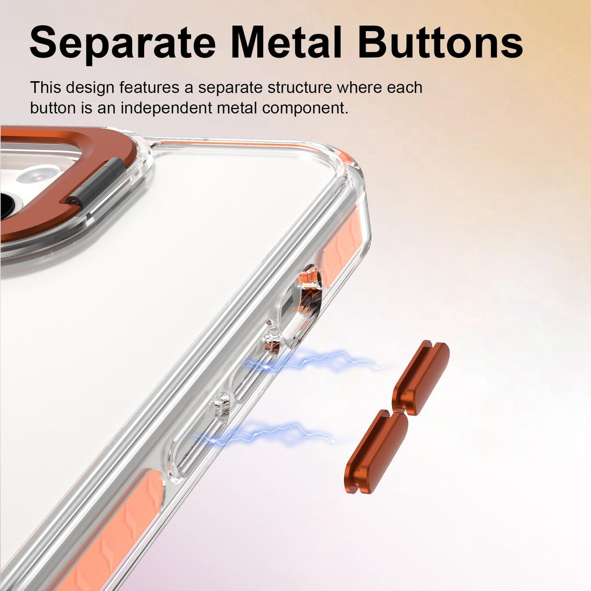 For iPhone 13 Lens Frame Holder Acrylic TPU Phone Case - Clear Orange - EDA009890921A