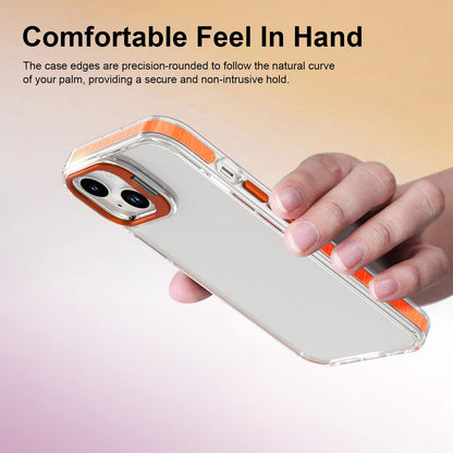 For iPhone 13 Lens Frame Holder Acrylic TPU Phone Case - Clear Orange - EDA009890921A
