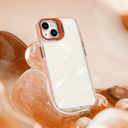 For iPhone 13 Lens Frame Holder Acrylic TPU Phone Case - Clear Orange - EDA009890921A