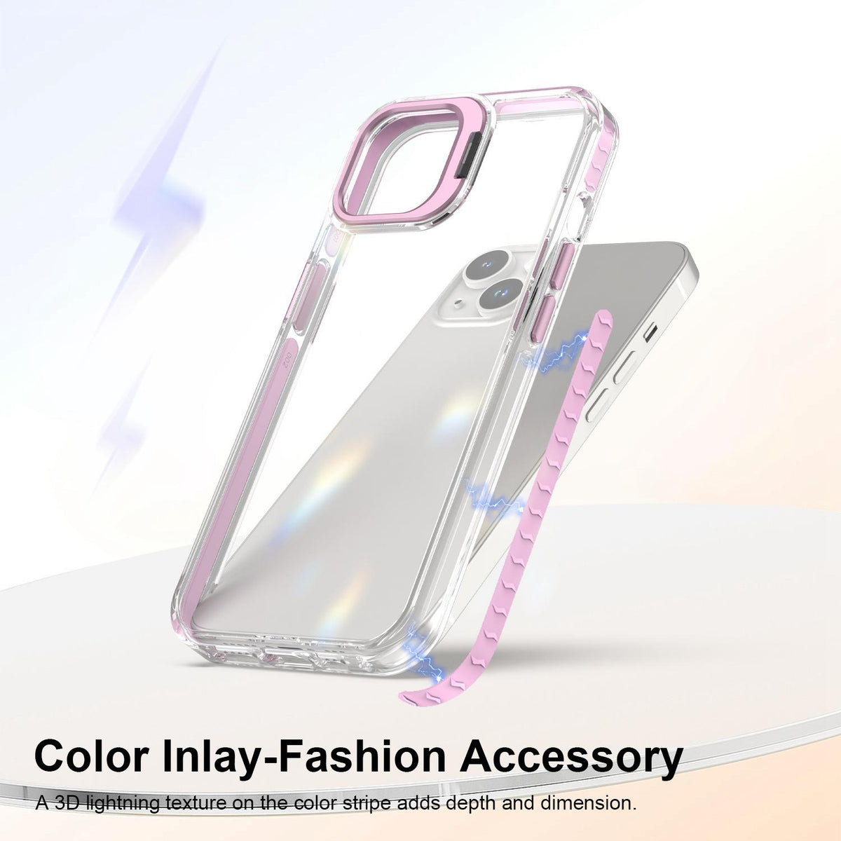 For iPhone 13 Lens Frame Holder Acrylic TPU Phone Case - Clear Pink - EDA009890921B