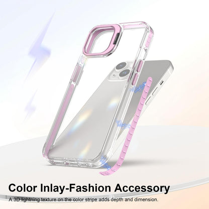 For iPhone 13 Lens Frame Holder Acrylic TPU Phone Case - Clear Pink - EDA009890921B