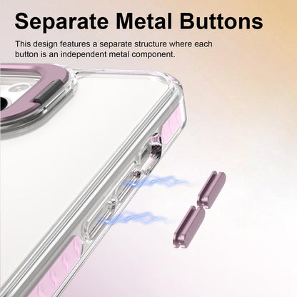 For iPhone 13 Lens Frame Holder Acrylic TPU Phone Case - Clear Pink - EDA009890921B