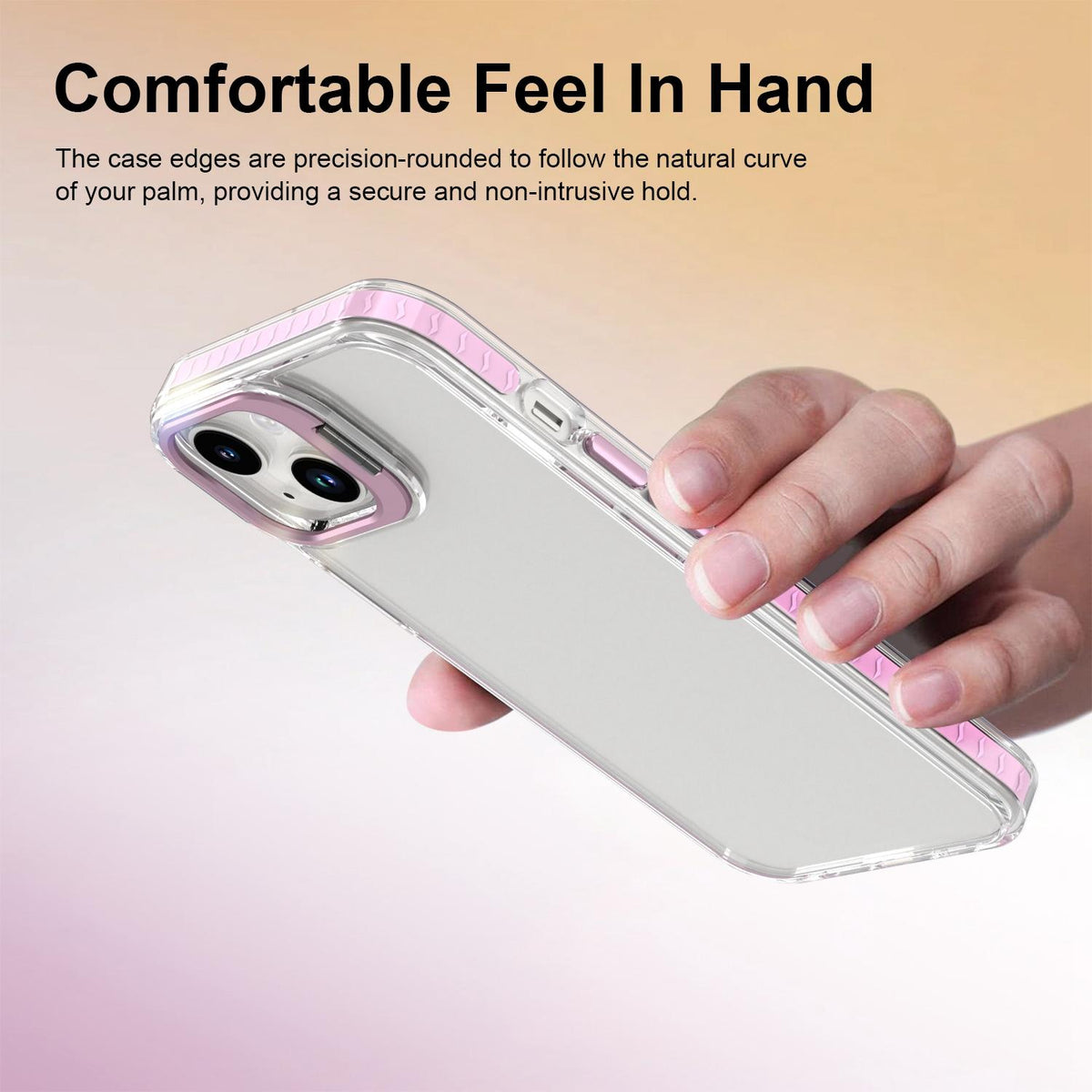 For iPhone 13 Lens Frame Holder Acrylic TPU Phone Case - Clear Pink - EDA009890921B
