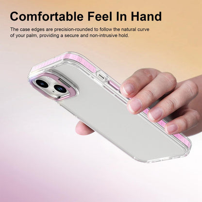 For iPhone 13 Lens Frame Holder Acrylic TPU Phone Case - Clear Pink - EDA009890921B
