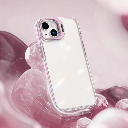 For iPhone 13 Lens Frame Holder Acrylic TPU Phone Case - Clear Pink - EDA009890921B