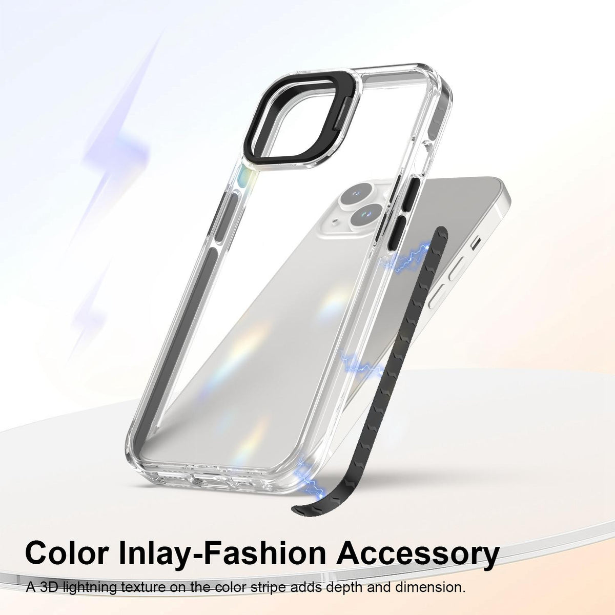 For iPhone 13 Lens Frame Holder Acrylic TPU Phone Case - Clear Black - EDA009890921C