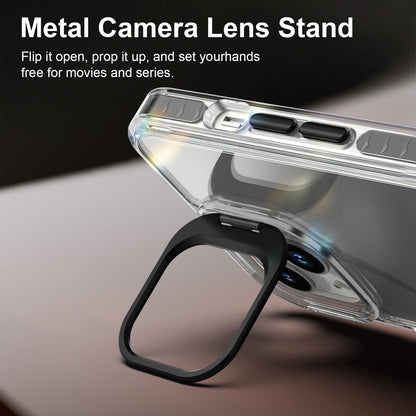For iPhone 13 Lens Frame Holder Acrylic TPU Phone Case - Clear Black - EDA009890921C