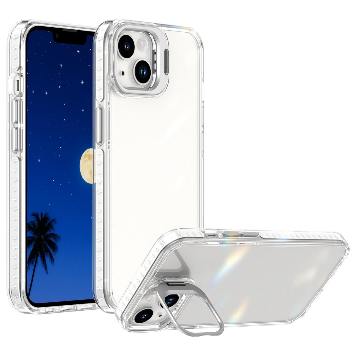 For iPhone 13 Lens Frame Holder Acrylic TPU Phone Case - Transparent - EDA009890921D