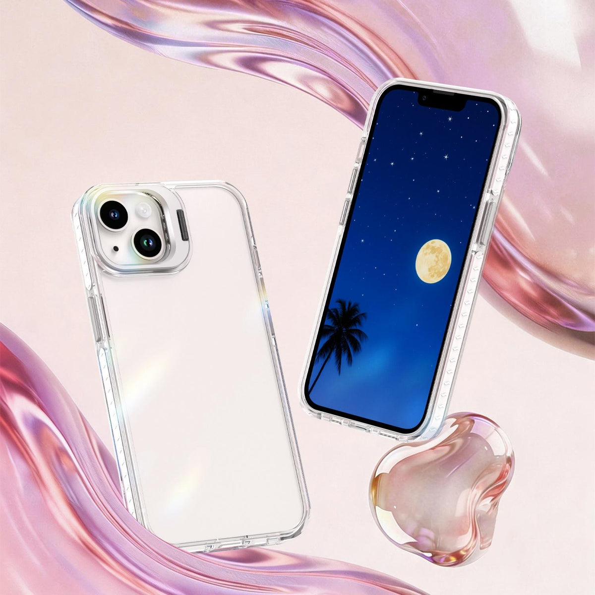 For iPhone 13 Lens Frame Holder Acrylic TPU Phone Case - Transparent - EDA009890921D