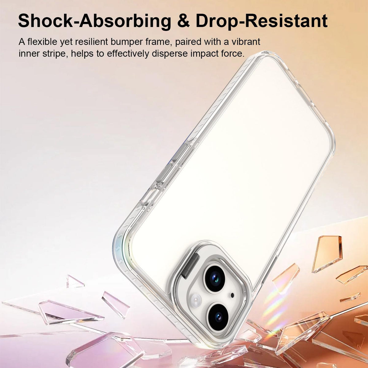 For iPhone 13 Lens Frame Holder Acrylic TPU Phone Case - Transparent - EDA009890921D