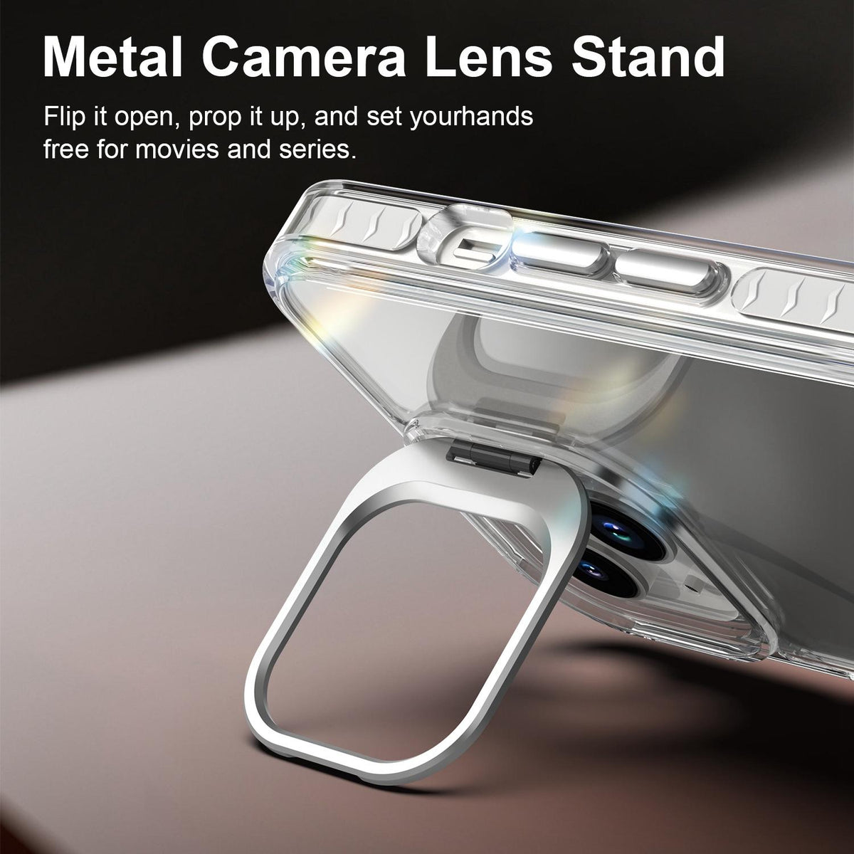 For iPhone 13 Lens Frame Holder Acrylic TPU Phone Case - Transparent - EDA009890921D