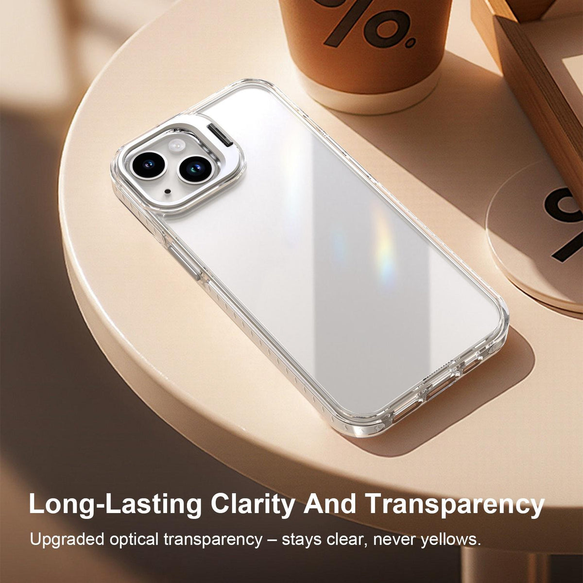 For iPhone 13 Lens Frame Holder Acrylic TPU Phone Case - Transparent - EDA009890921D