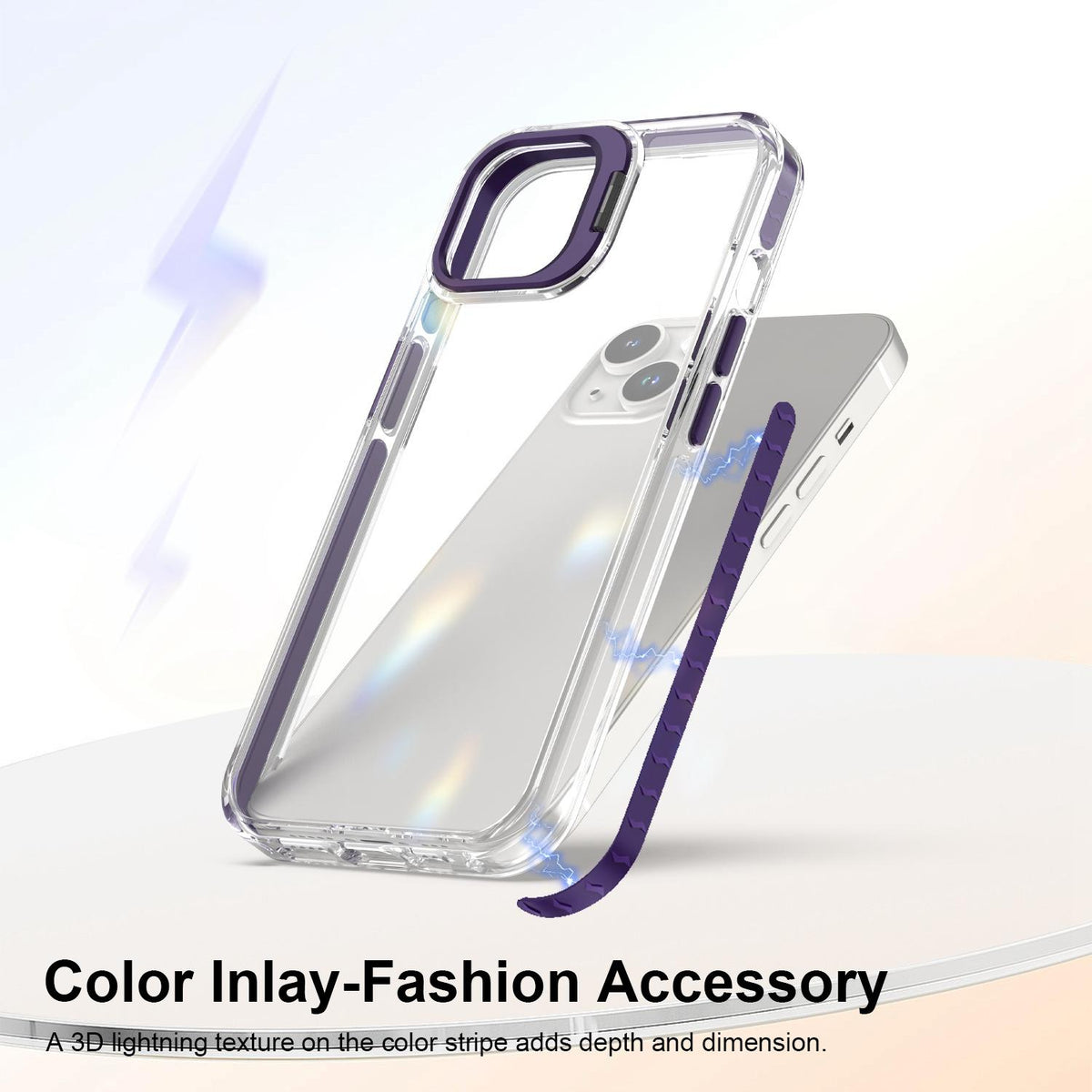 For iPhone 13 Lens Frame Holder Acrylic TPU Phone Case - Clear Purple - EDA009890921E