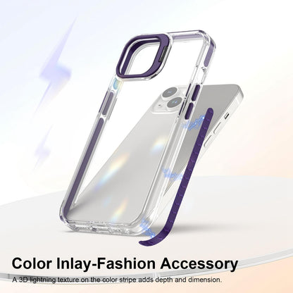 For iPhone 13 Lens Frame Holder Acrylic TPU Phone Case - Clear Purple - EDA009890921E