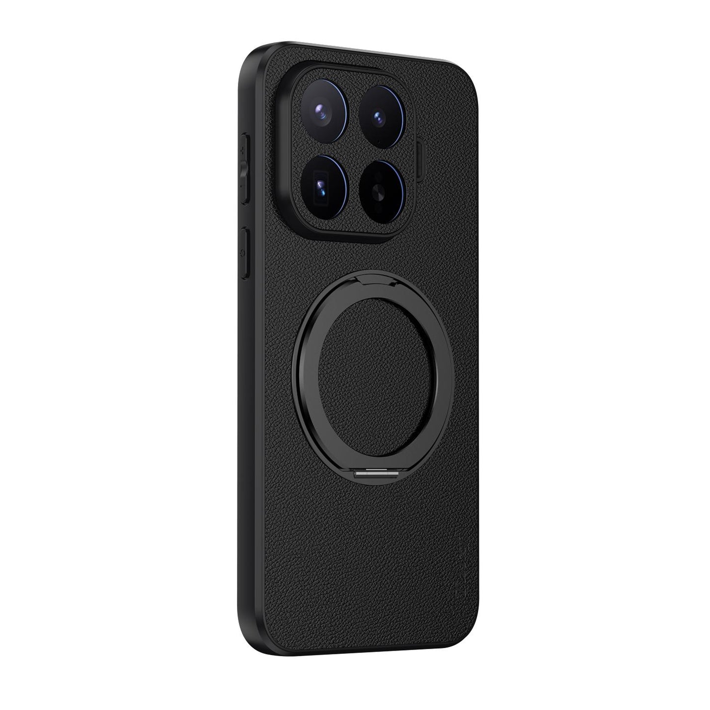 For Xiaomi 17T 5G Goatskin Vegan Leather Magnetic Phone Case  With 360 Degree Rotating Holder(Black)