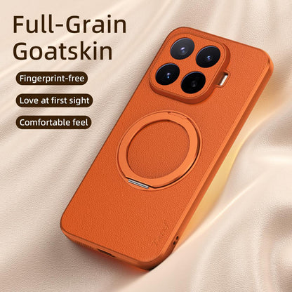 For Xiaomi 17T 5G Goatskin Vegan Leather Magnetic Phone Case  With 360 Degree Rotating Holder(Black)