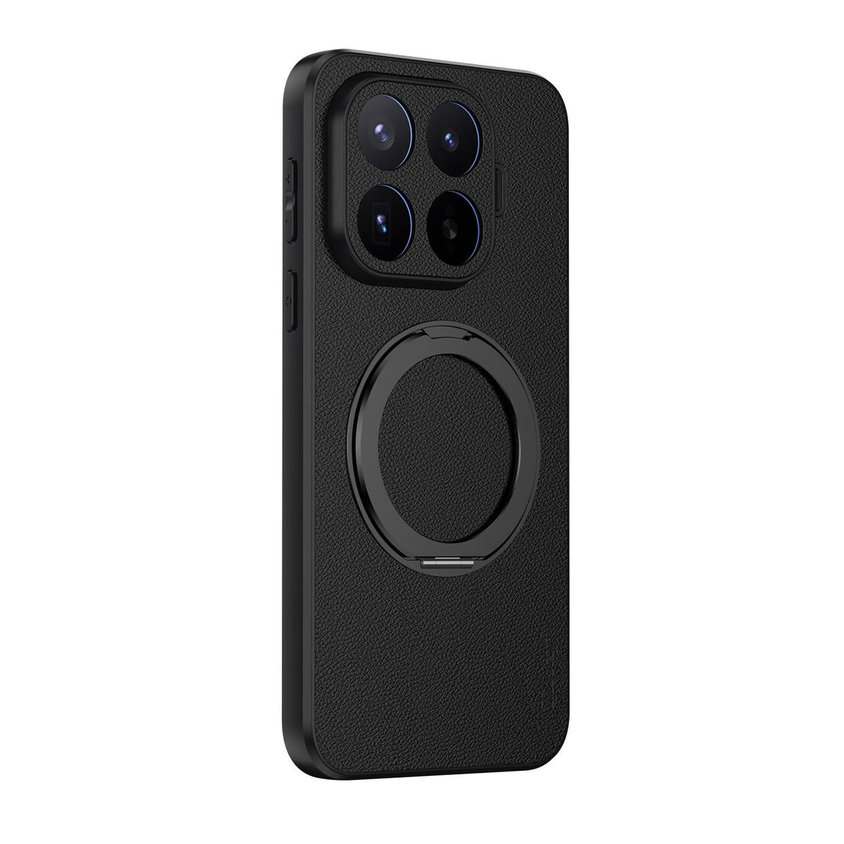 For Xiaomi 17T 5G Goatskin Vegan Leather Magnetic Phone Case  With 360 Degree Rotating Holder - Black - EDA009891402B