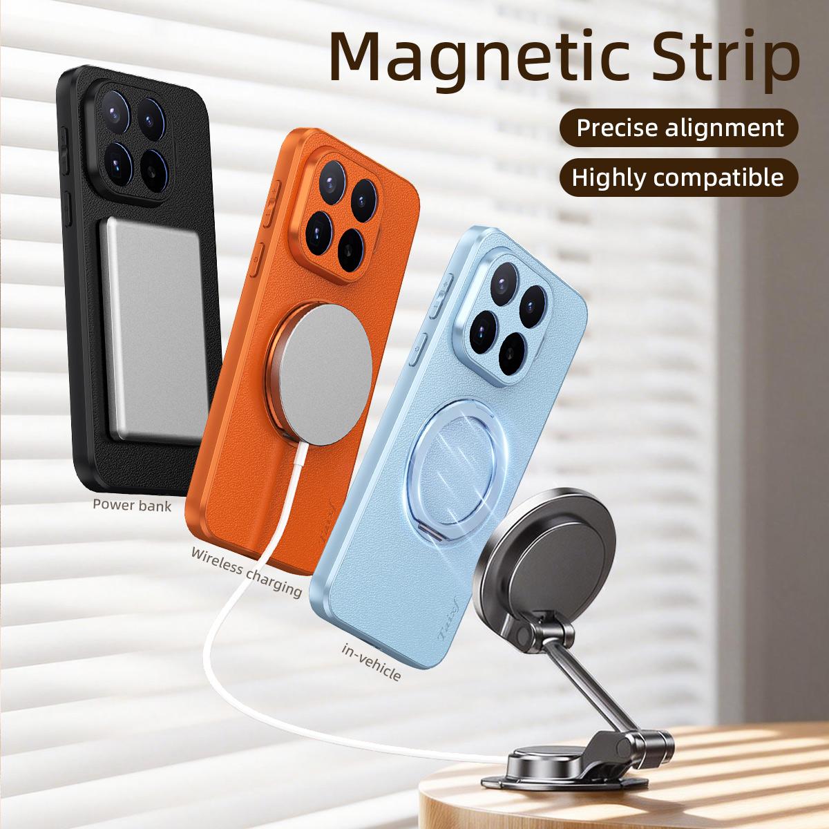 For Xiaomi 17T 5G Goatskin Vegan Leather Magnetic Phone Case  With 360 Degree Rotating Holder(Black)