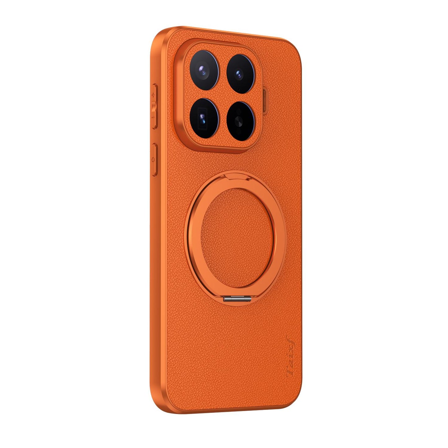 For Xiaomi 17T Pro 5G Goatskin Vegan Leather Magnetic Phone Case  With 360 Degree Rotating Holder(Orange)