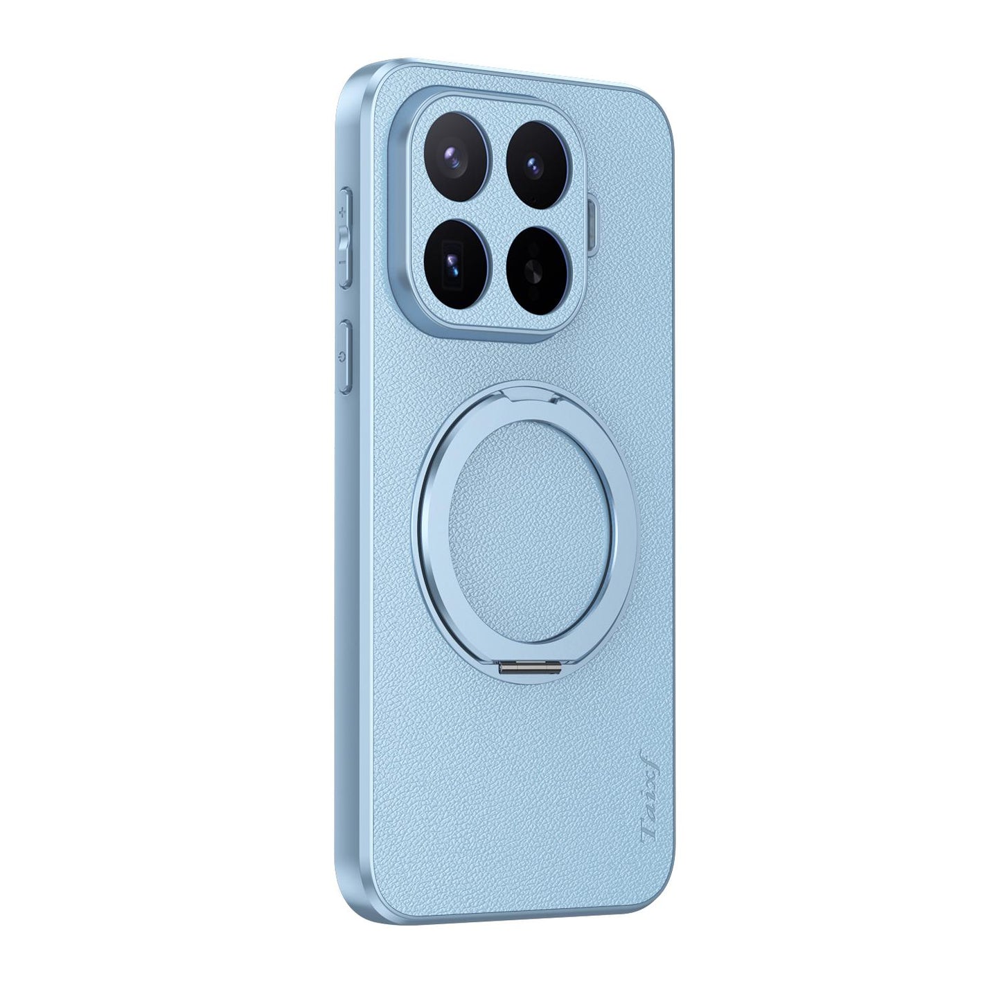 For Xiaomi 17T Pro 5G Goatskin Vegan Leather Magnetic Phone Case  With 360 Degree Rotating Holder(Blue)