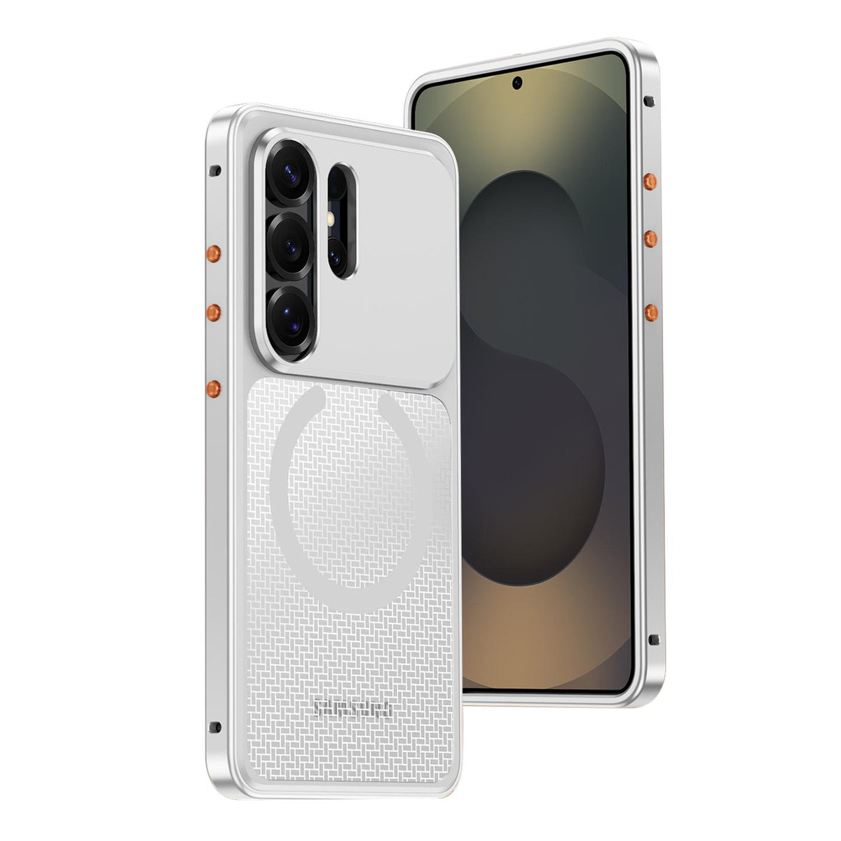 For Galaxy S25 Ultra 5G Cooling Magnetic Buckle Metal Shockproof Phone Case - Silver - EDA009892303A