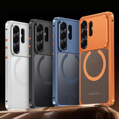 For Galaxy S25 Ultra 5G Cooling Magnetic Buckle Metal Shockproof Phone Case - Silver - EDA009892303A