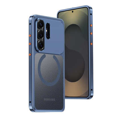 For Galaxy S25 Ultra 5G Cooling Magnetic Buckle Metal Shockproof Phone Case - Titanium Blue - EDA009892303C