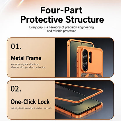 For Galaxy S26 Ultra 5G Cooling Magnetic Buckle Metal Shockproof Phone Case - Titanium Blue - EDA009892304C