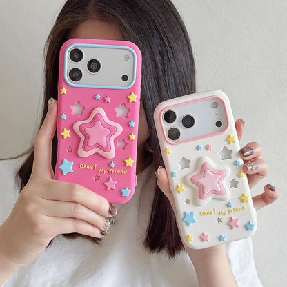 For iPhone 12 Pro Max Hollow Pressable Star Silicone Phone Case - White - EDA009893020A