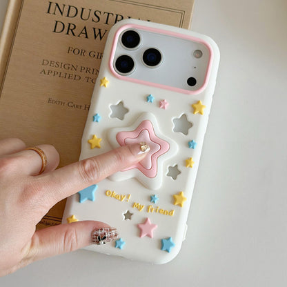 For iPhone 14 Plus Hollow Pressable Star Silicone Phone Case - White - EDA009893013A