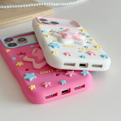 For iPhone 16 Hollow Pressable Star Silicone Phone Case - White - EDA009893008A