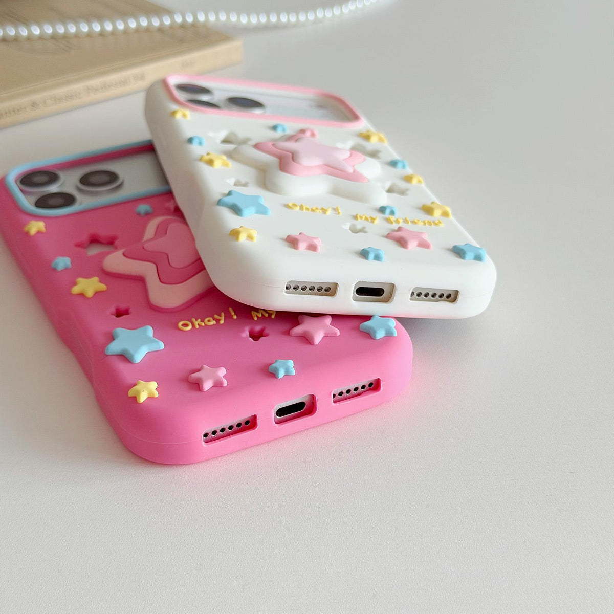 For iPhone Air Hollow Pressable Star Silicone Phone Case with Lanyard - Rose Red - EDA009893104B