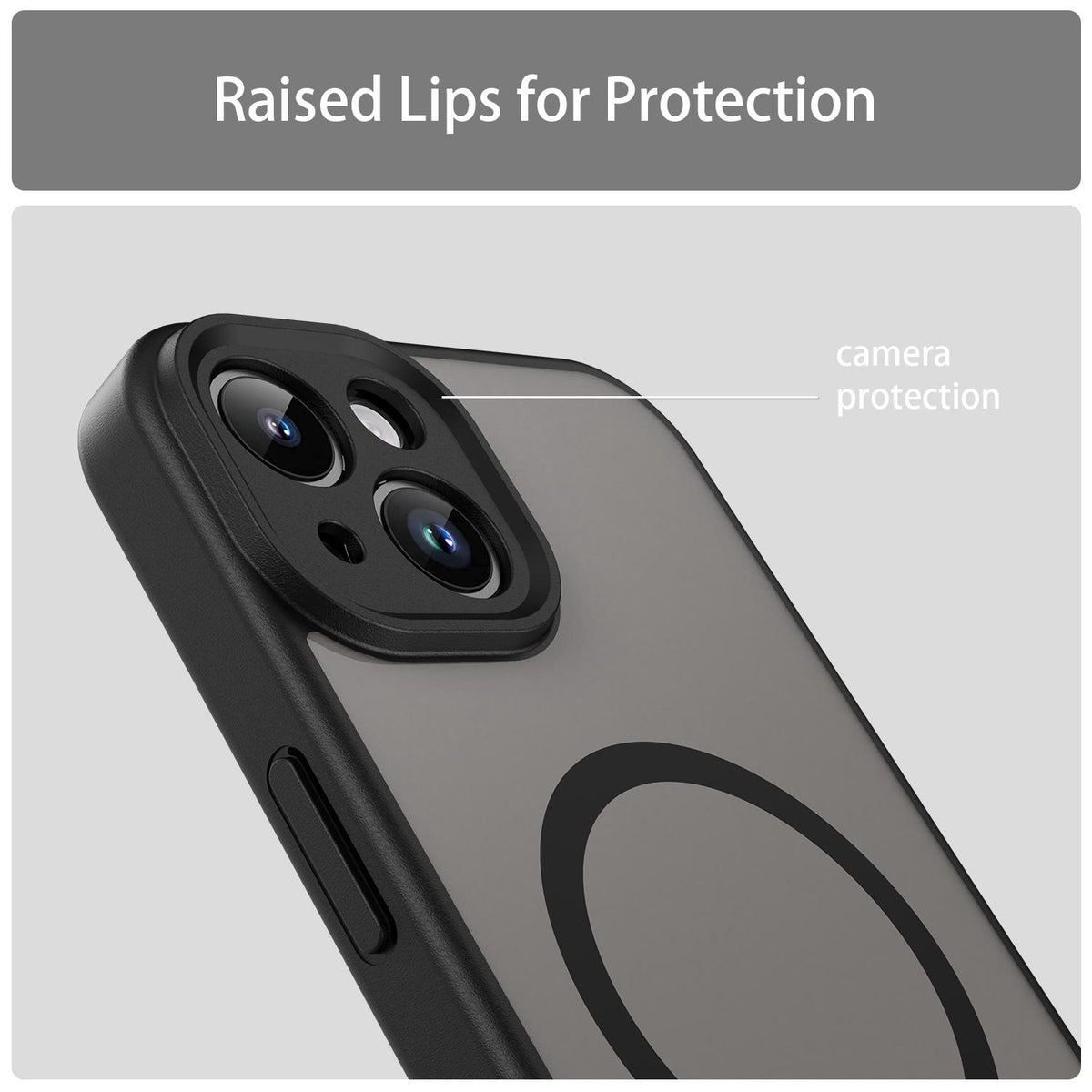 For iPhone 14 Fanying Series Precision Camera Hole PC Hybrid TPU Translucent Frosted Magnetic Phone Case - Translucent Black - EDA009893304A