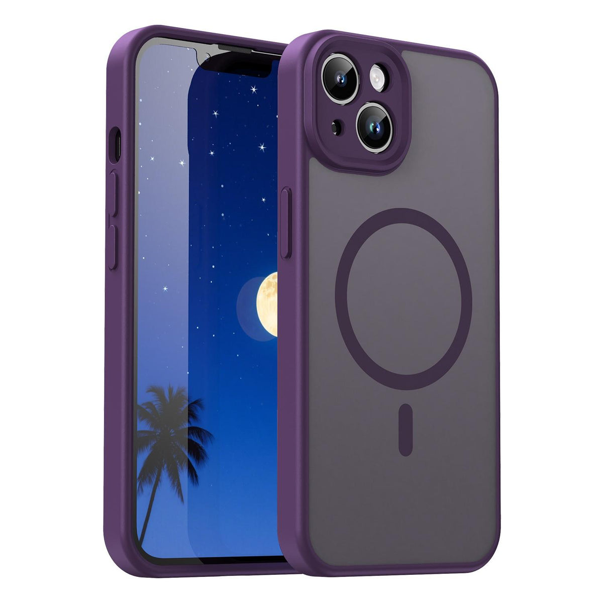 For iPhone 14 Fanying Series Precision Camera Hole PC Hybrid TPU Translucent Frosted Magnetic Phone Case - Crystal Purple - EDA009893304B