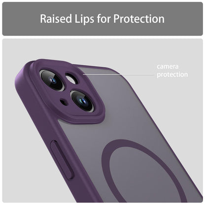 For iPhone 14 Fanying Series Precision Camera Hole PC Hybrid TPU Translucent Frosted Magnetic Phone Case - Crystal Purple - EDA009893304B