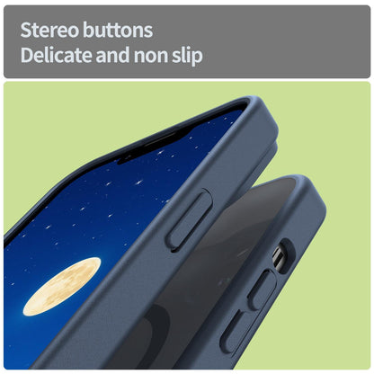 For iPhone 14 Fanying Series Precision Camera Hole PC Hybrid TPU Translucent Frosted Magnetic Phone Case - Cyan Blue - EDA009893304C