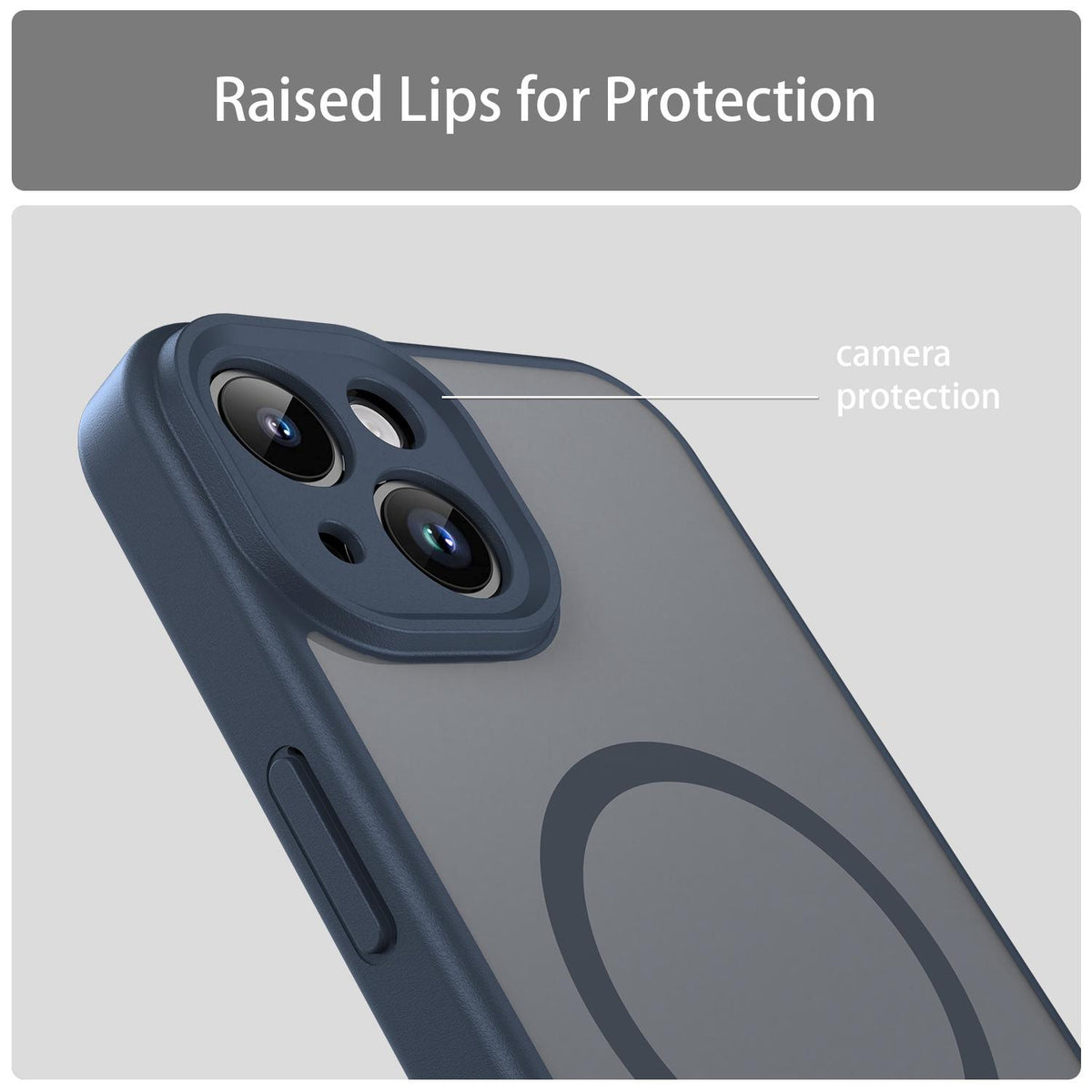 For iPhone 14 Fanying Series Precision Camera Hole PC Hybrid TPU Translucent Frosted Magnetic Phone Case - Cyan Blue - EDA009893304C
