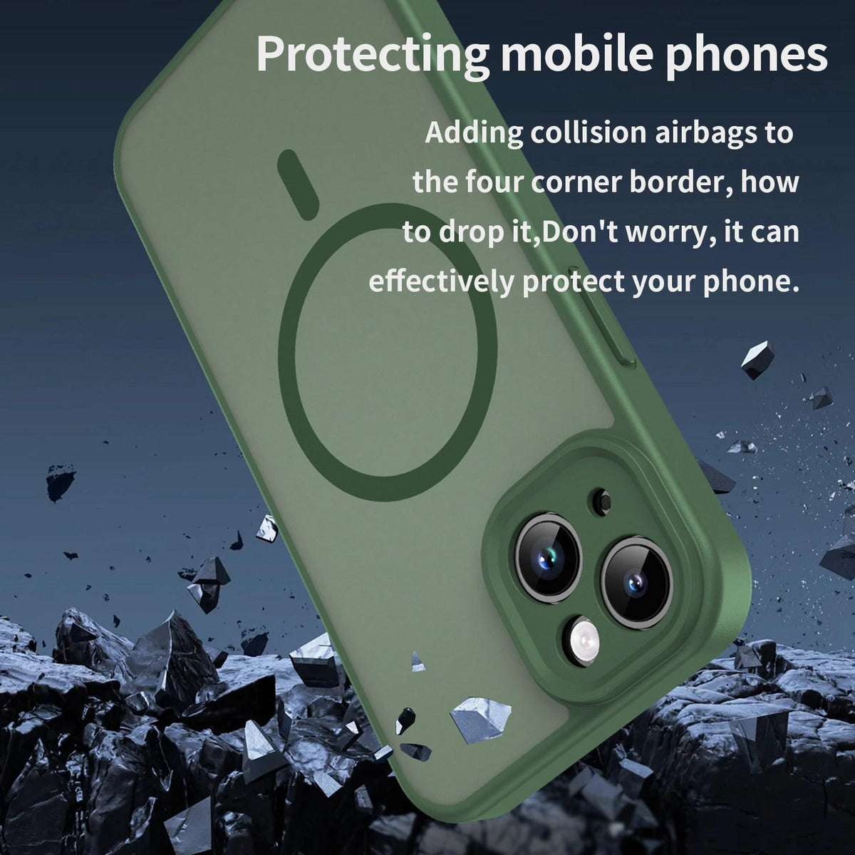 For iPhone 14 Fanying Series Precision Camera Hole PC Hybrid TPU Translucent Frosted Magnetic Phone Case - Olive Green - EDA009893304D